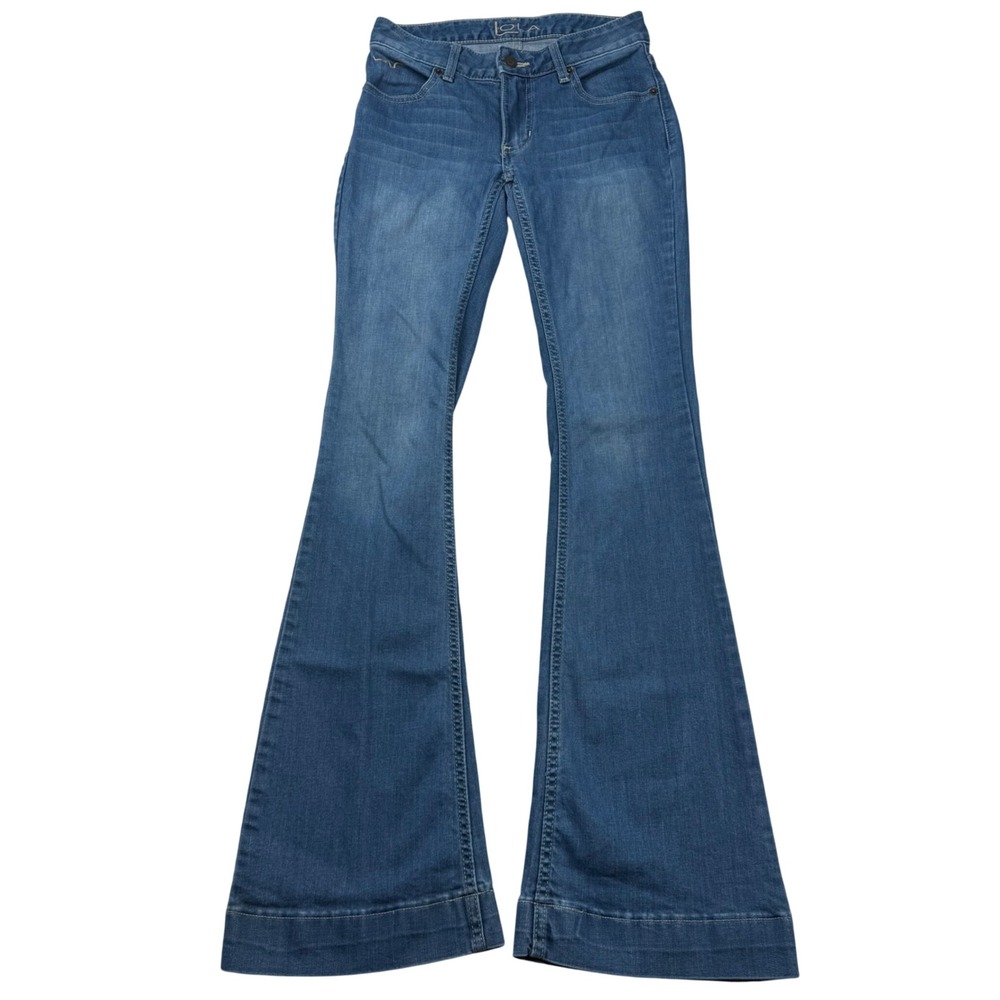 Lola Jeans Womens 00/34 Blue Flare Leg Denim Low Rise Made in USA Medium Wash